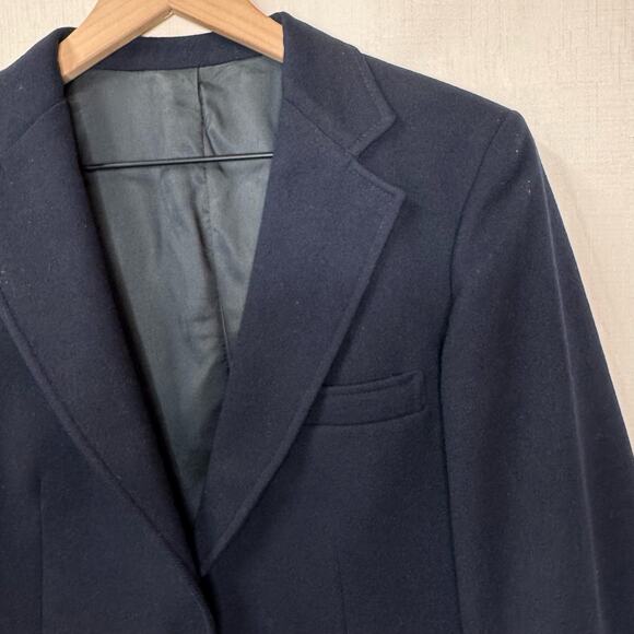 VINTAGE Wool Blazer Size M Navy Blue Academia Preppy Crest Gold School‎ Uniform - Picture 8 of 16